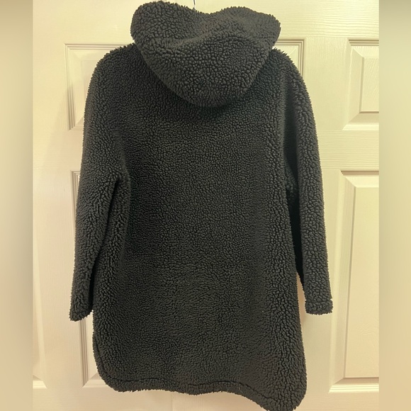 Zara Women's Elegant Black Teddy Hooded Oversized Jacket - Picture 12 of 16